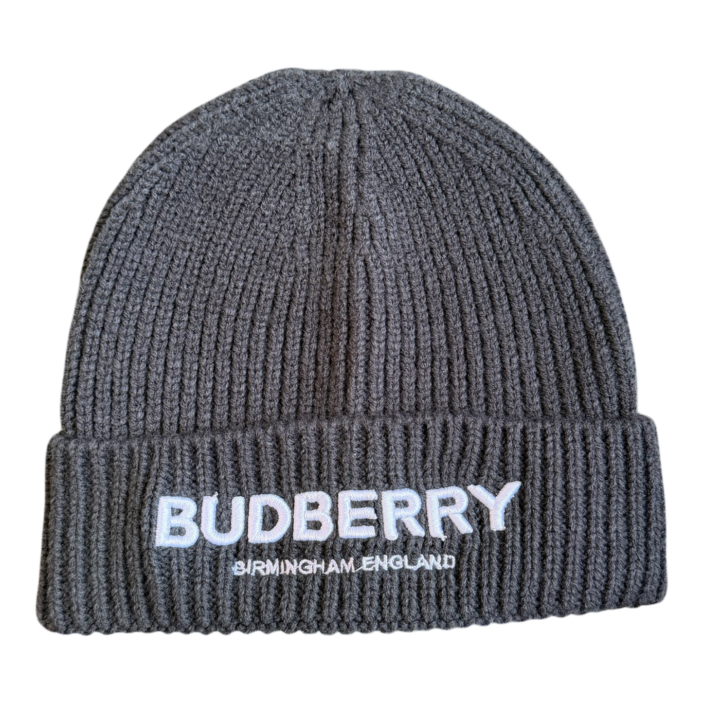 BUDBERRY Logo 3D Embroidered Beanie Charcoal Grey