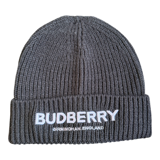 BUDBERRY Logo 3D Embroidered Beanie Charcoal Grey