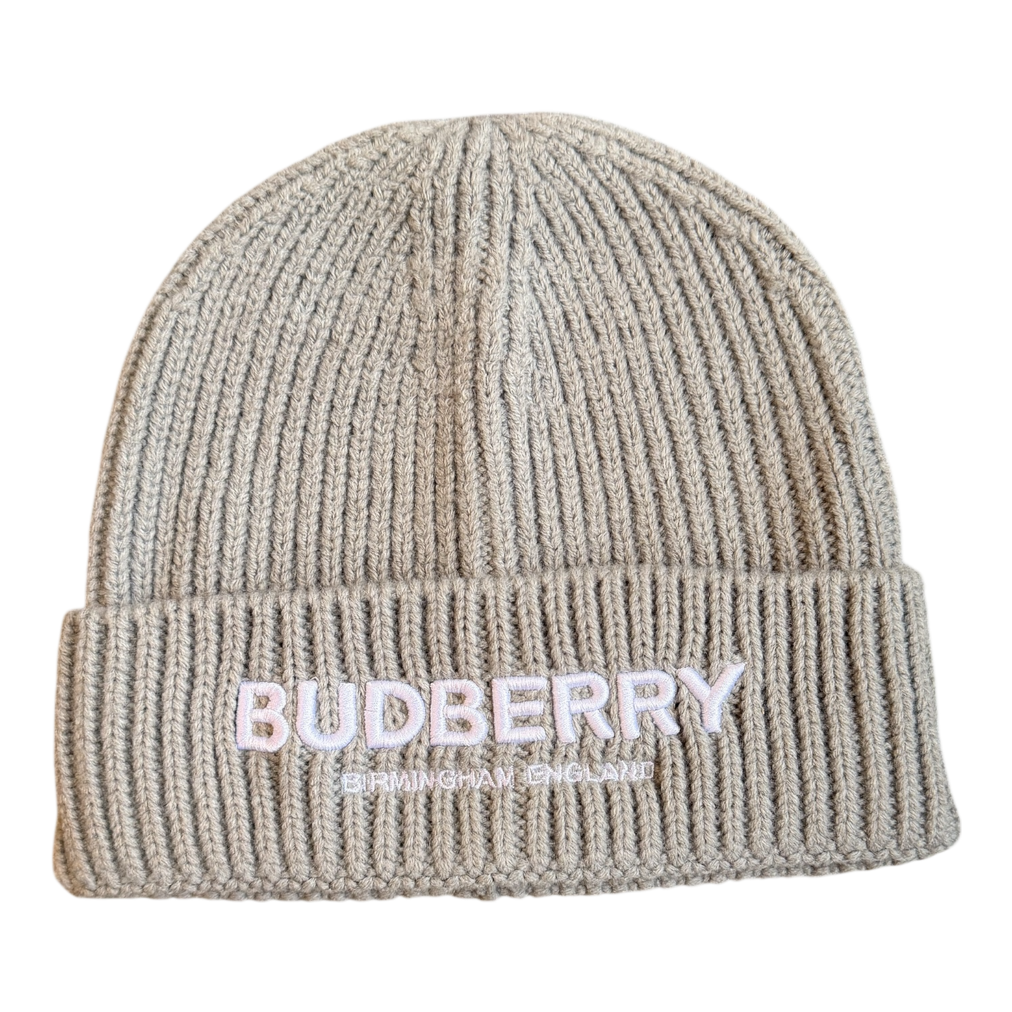BUDBERRY Logo 3D Embroidered Beanie Light Grey