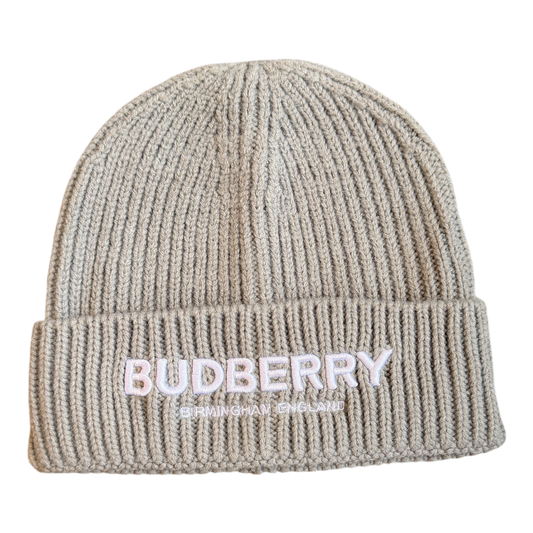BUDBERRY Logo 3D Embroidered Beanie Light Grey